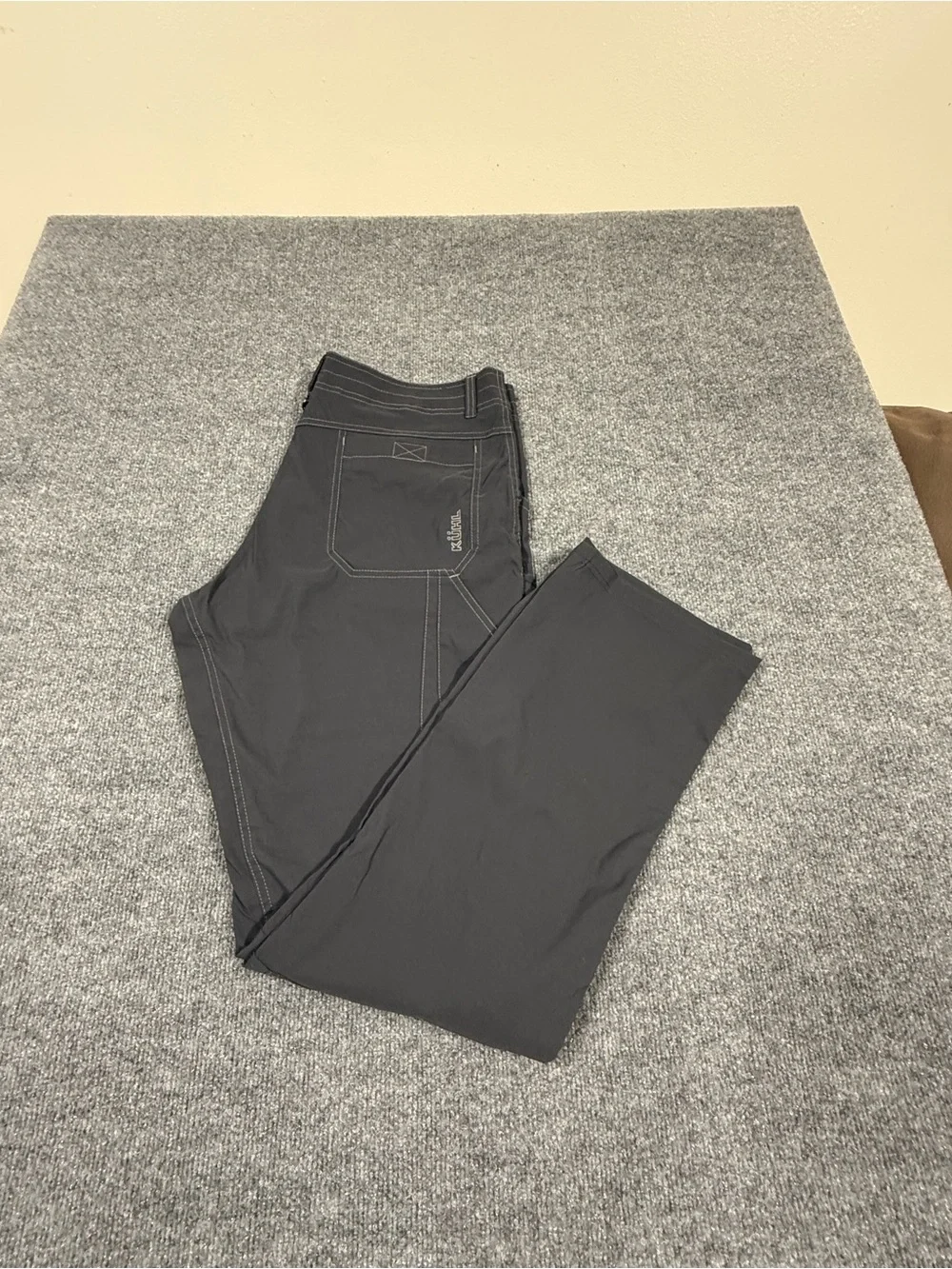KUHL Men’s Dark Charcoal Work Pants with Contrast Stitching size 36X32
